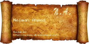 Neiman Ahmed névjegykártya